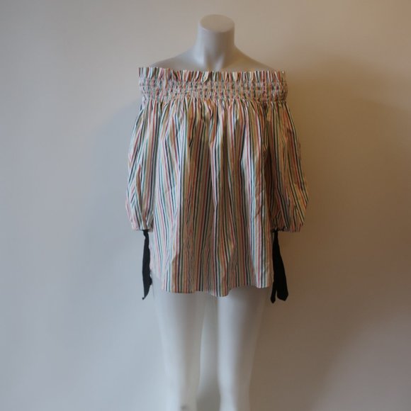 CAROLINE CONSTAS OFF SHOULDER STRIPED TOP L - Picture 1 of 10